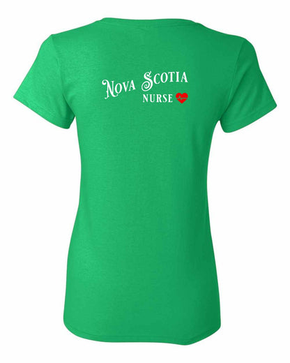 Nova Scotia Nurse Left Chest and Back womens-tee