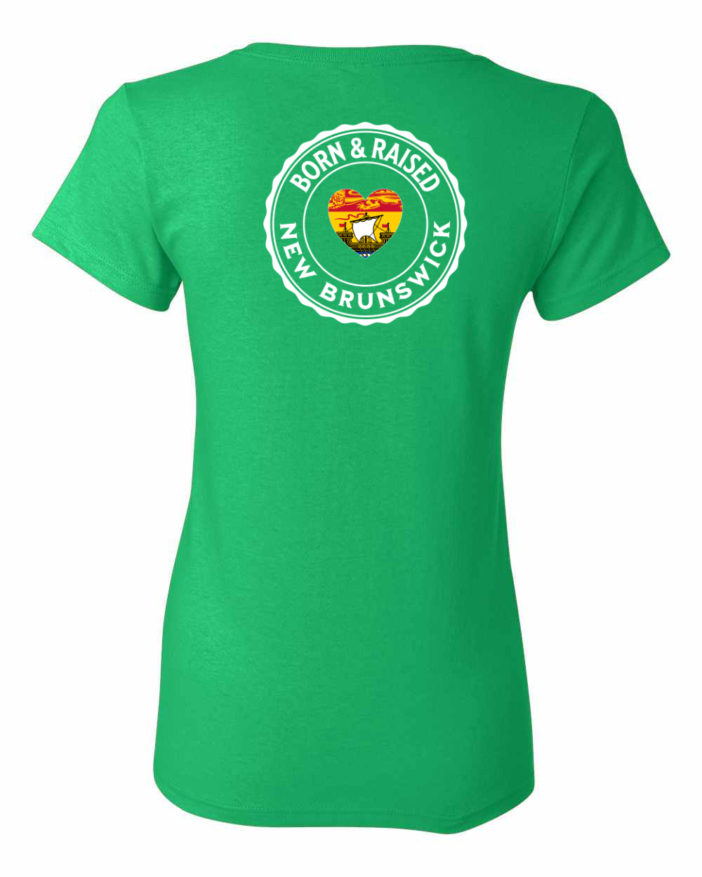 Born and Raised Heart Flag NB Left Chest and Back Women's Tee