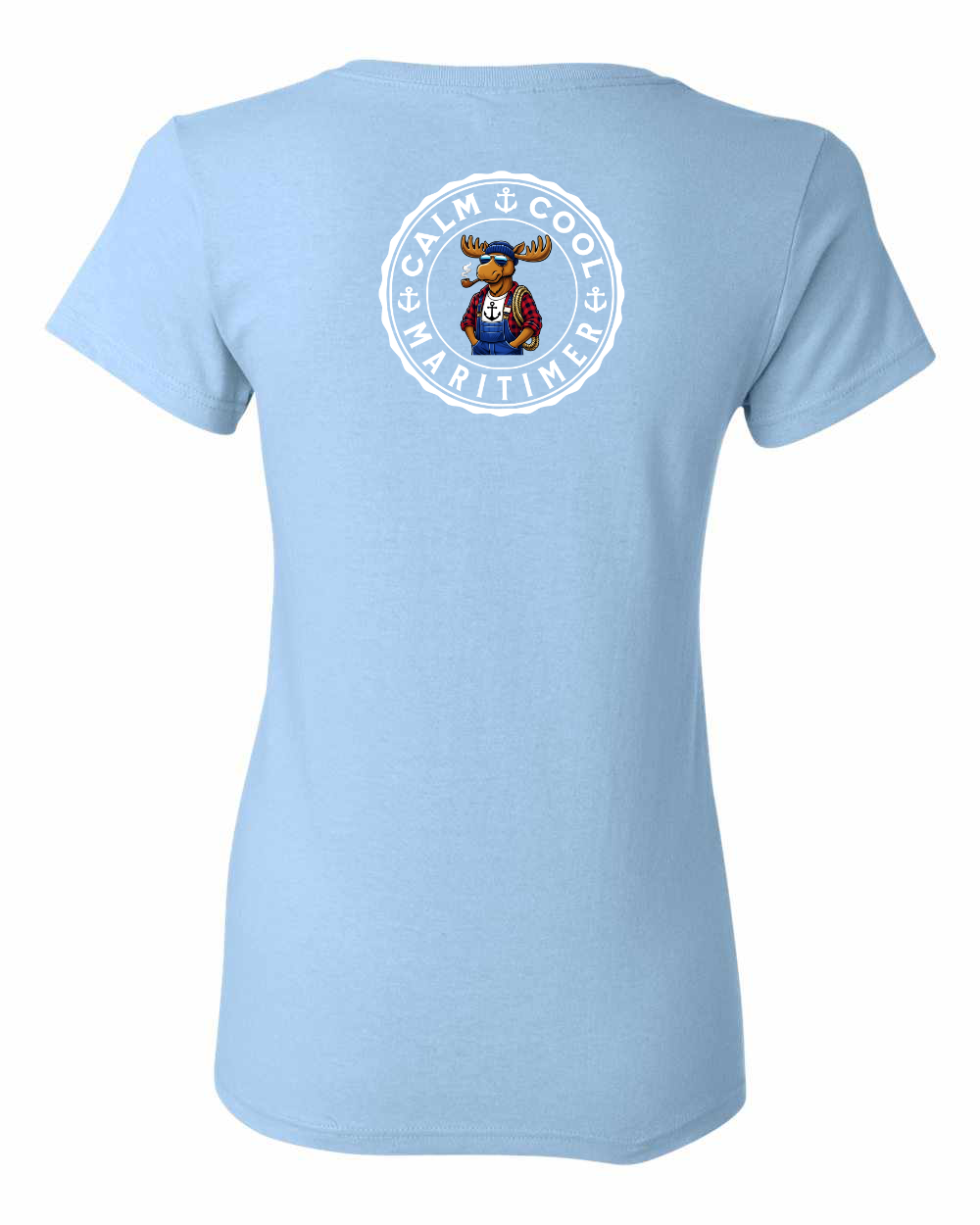 Calm Cool Maritimer Moose Left Chest And Back Women's Tee