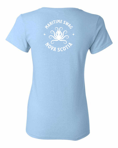 Maritime Swag Nova Scotia Octopus Left Chest and Back womens-tee