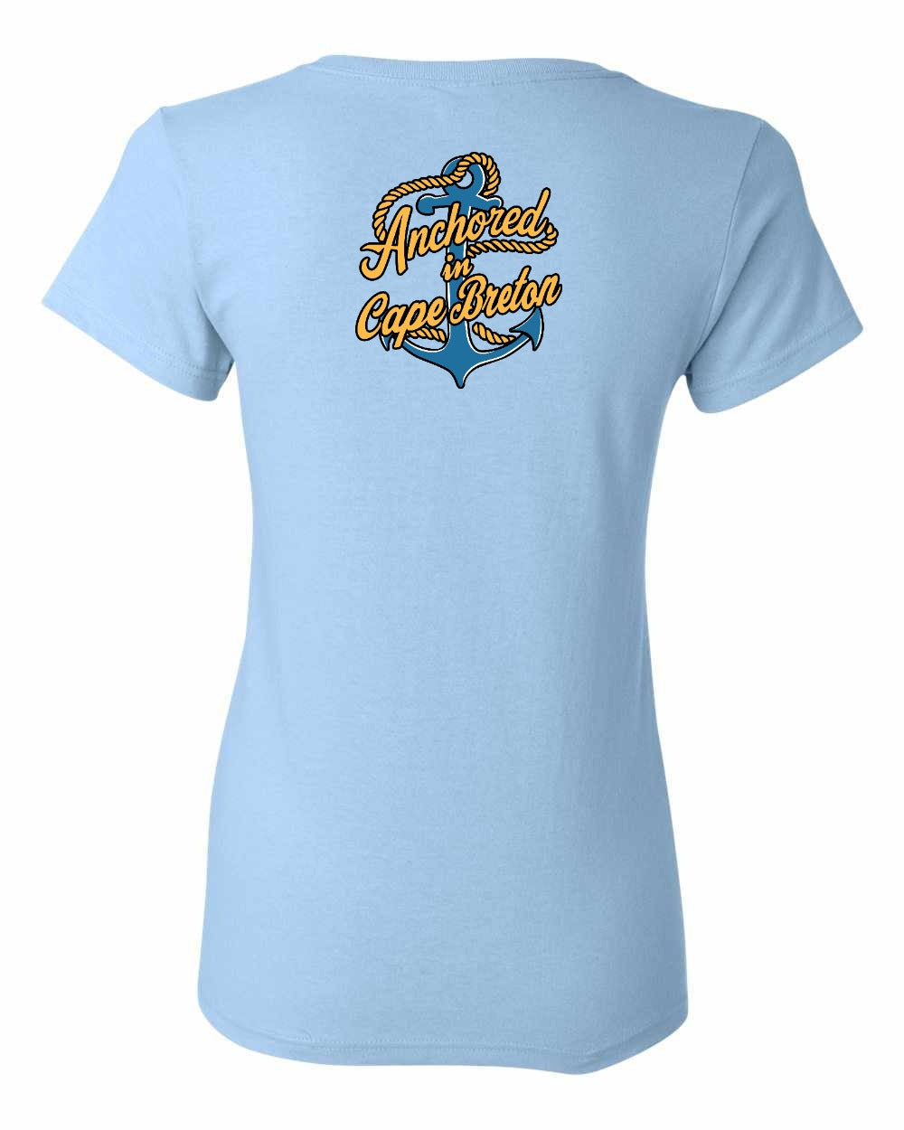 Anchored in Cape Breton (New Design) Left Chest and Back Women's Tee