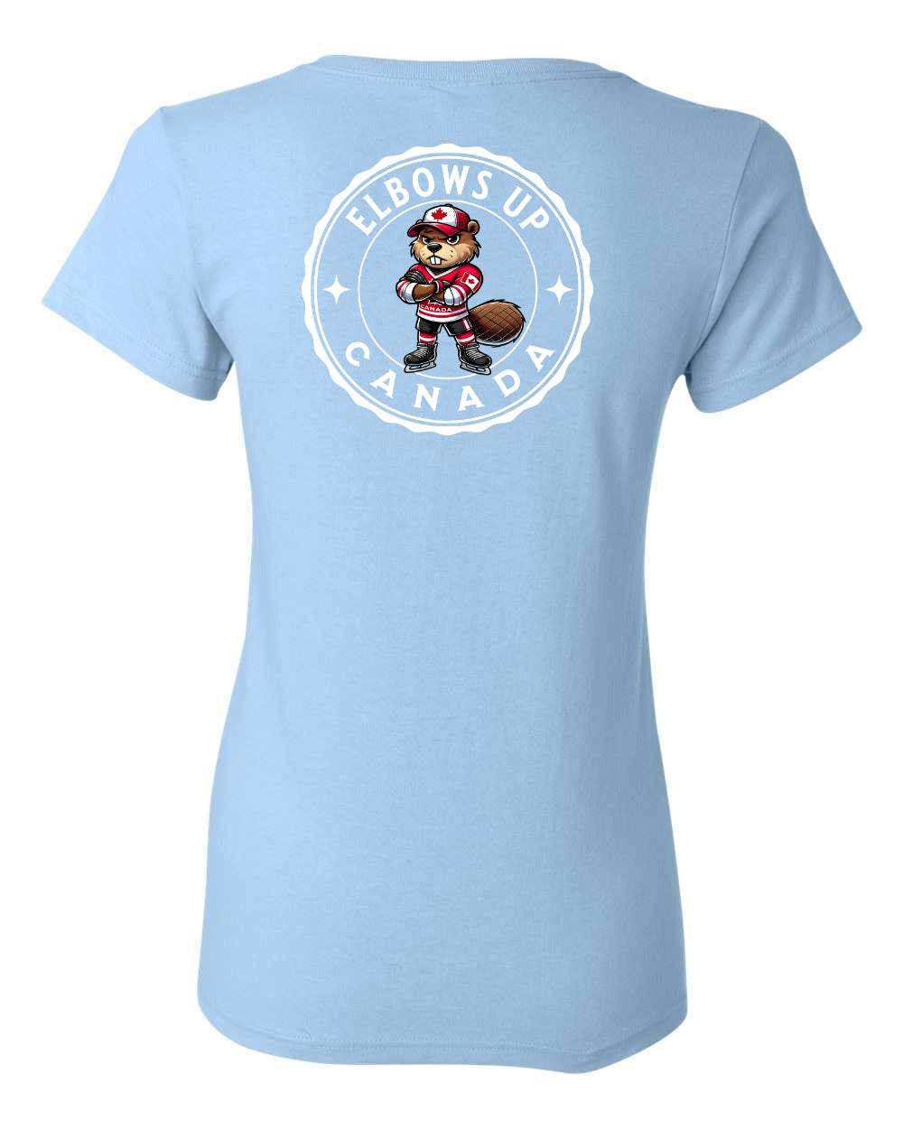Elbows Up Beaver Left Chest and Back Women's Tee