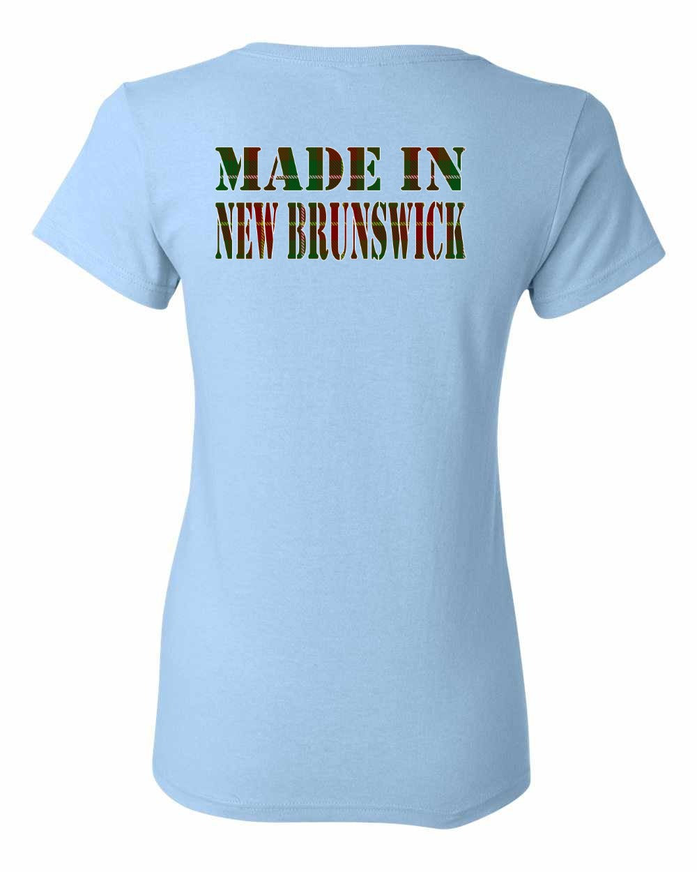 Made In New Brunswick ( Tartan Lettering) Left Chest and Back Women's Tee
