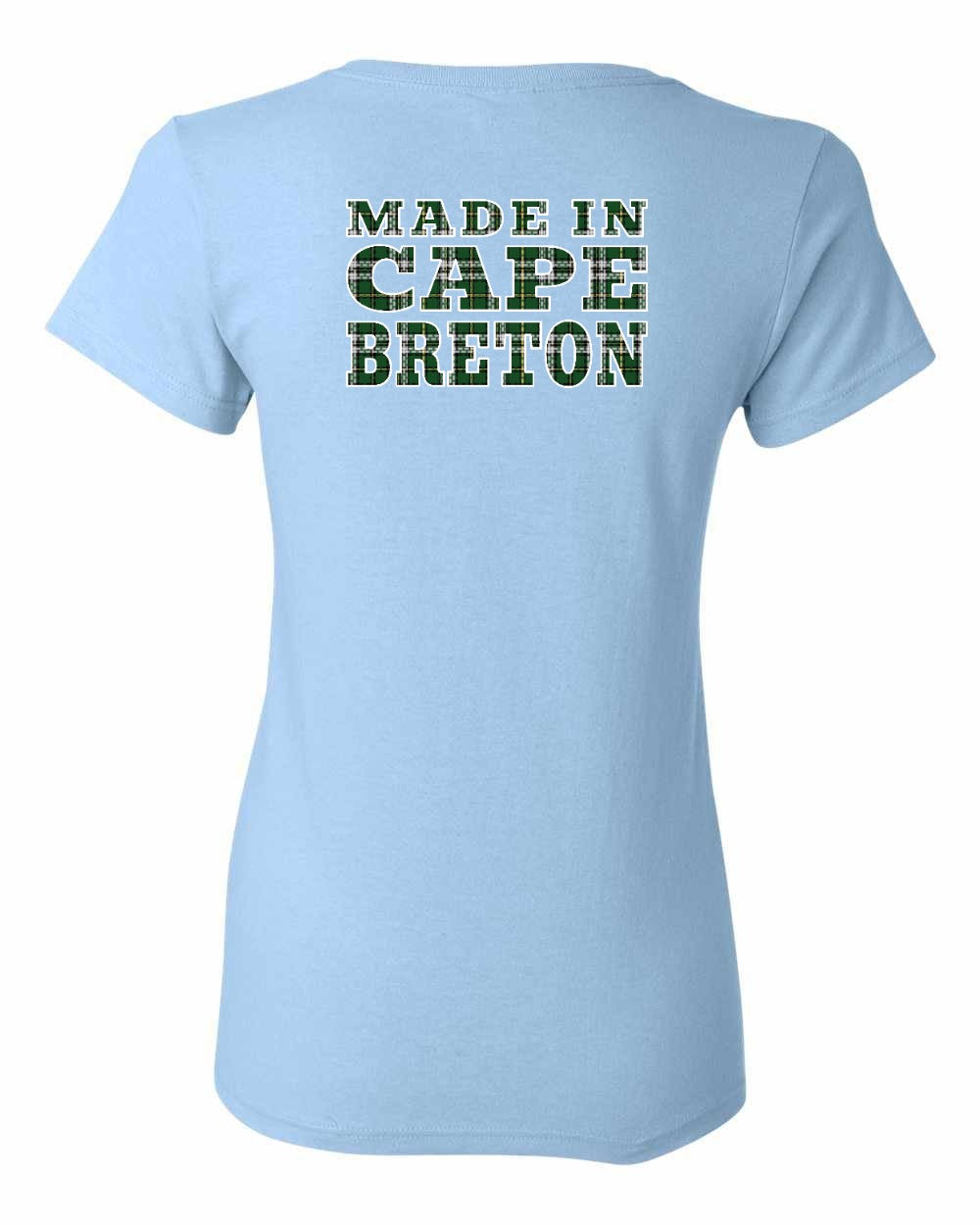 Made In Cape Breton Tartan Left Chest and Back Women's Tee
