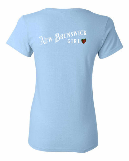 New Brunswick Girl Tartan heart Left Chest and Back Women's Tee