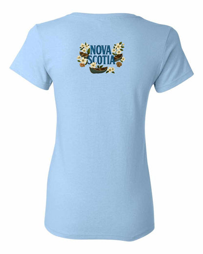 Nova Scotia Flowers Left Chest and Back womens-tee