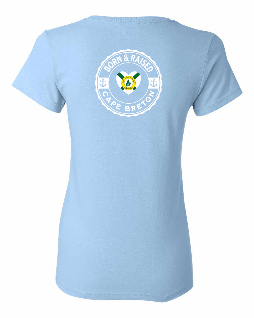 Born and Raised Heart Flag CB Left Chest and Back Women's Tee