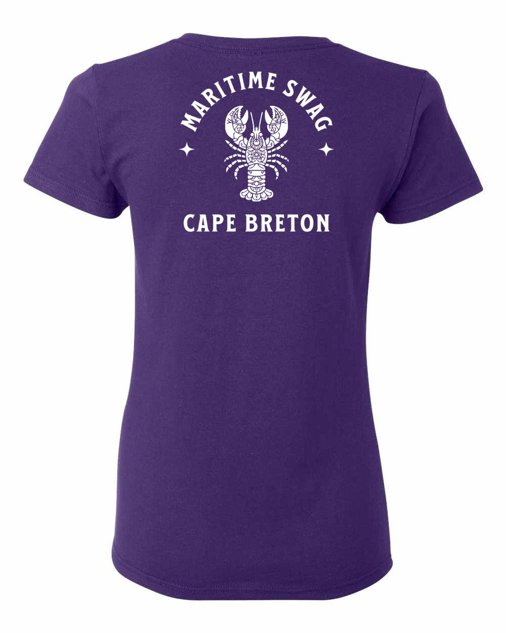 Maritime Swag Cape Breton Mandala white Lobster Left Chest and Back Women's Tee