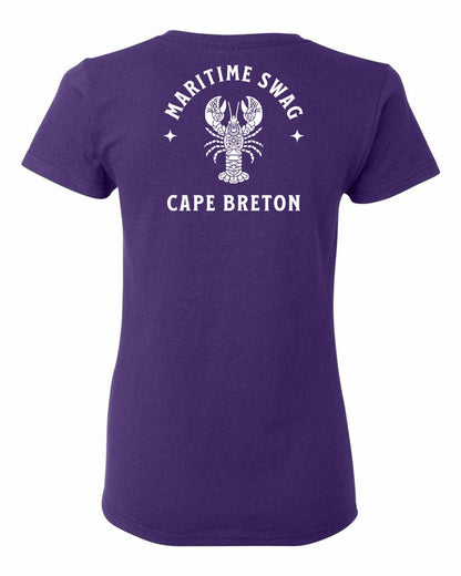 Maritime Swag Cape Breton Mandala white Lobster Left Chest and Back Women's Tee