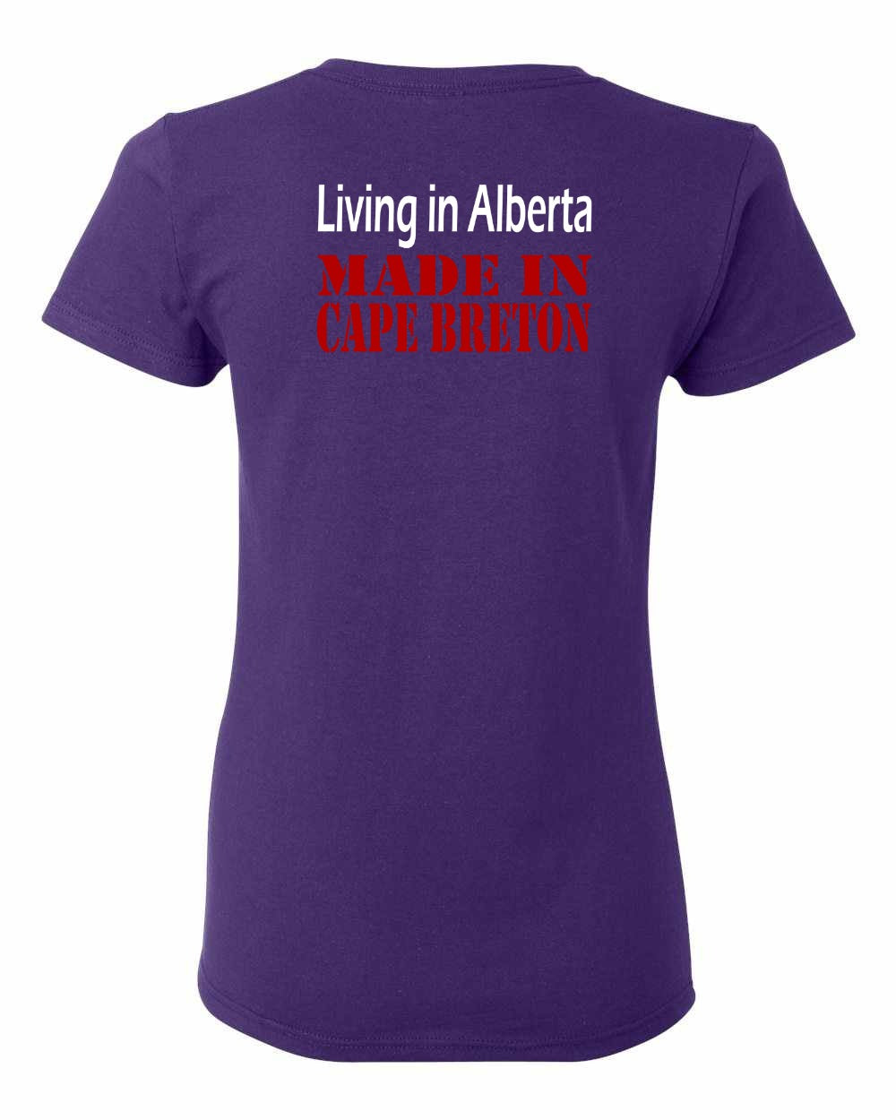 Living Alberta Made in Cape Breton Left Chest and Back Women's Tee