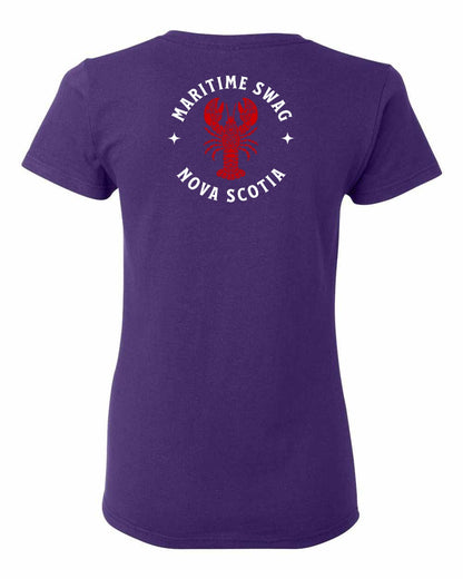 Maritime Swag Nova Scotia Mandala Red Lobster Left Chest and Back womens-tee