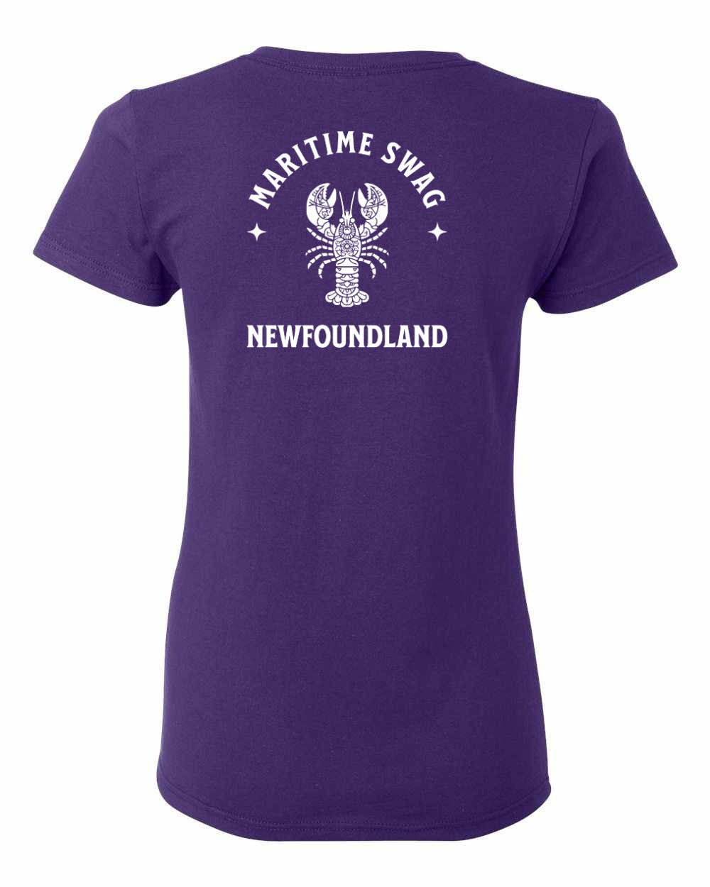 Maritime Swag NFLD Mandala white Lobster Left Chest and Back Women's Tee