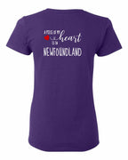 A piece of My heart in NFLD (Red Heart) Left Chest and Back Women's Tee