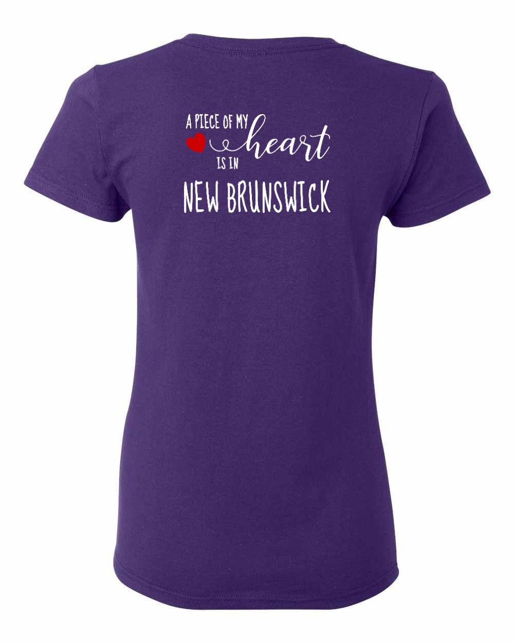 A piece of My heart in New Brunswick (Red Heart) Left Chest and Back Women's Tee