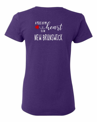 A piece of My heart in New Brunswick (Red Heart) Left Chest and Back Women's Tee