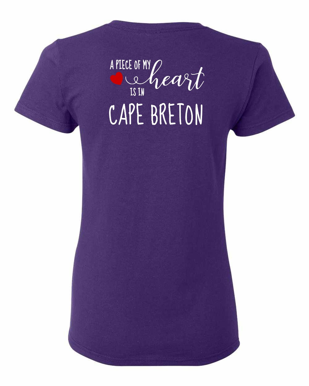 A piece of My heart in Cape Breton (Red Heart) Left Chest and Back Women's Tee