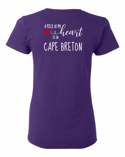 A piece of My heart in Cape Breton (Red Heart) Left Chest and Back Women's Tee