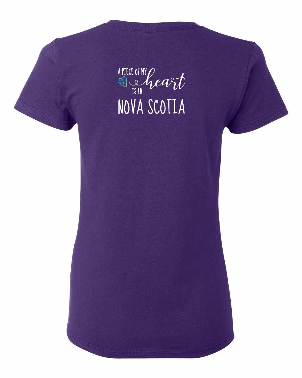 A piece of My heart in Nova Scotia (Tartan Heart) Left Chest and Back womens-tee
