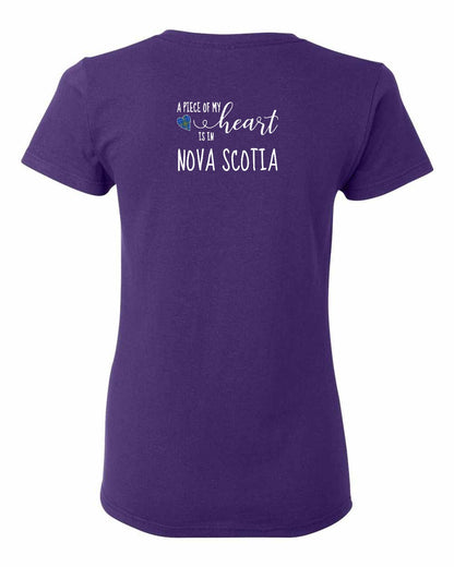 A piece of My heart in Nova Scotia (Tartan Heart) Left Chest and Back womens-tee