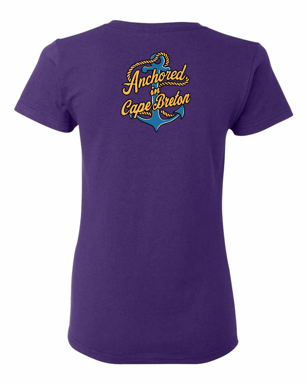 Anchored in Cape Breton (New Design) Left Chest and Back Women's Tee