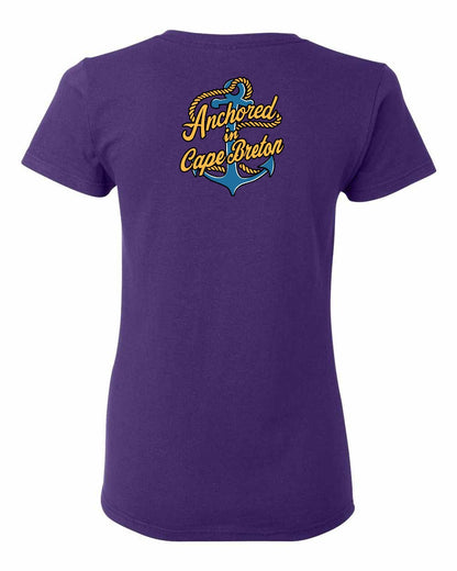 Anchored in Cape Breton (New Design) Left Chest and Back Women's Tee