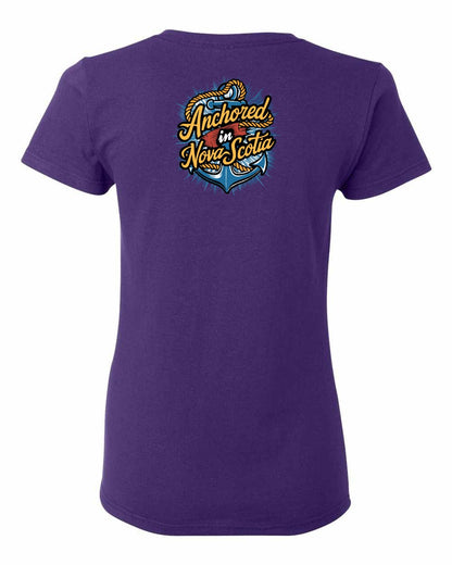 Anchored In Nova Scotia (Old Design) Left Chest and Back womens-tee