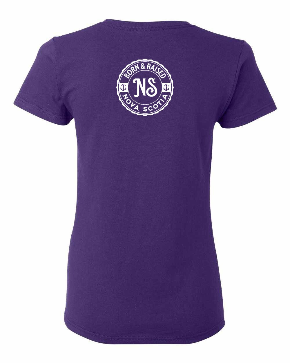 Born & Raised Nova Scotia Left Chest and Back womens-tee