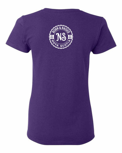 Born & Raised Nova Scotia Left Chest and Back womens-tee