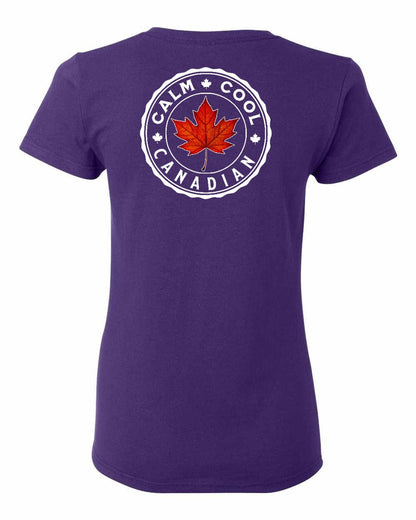 Calm Cool Canadian Leaf Left Chest And Back Women's Tee