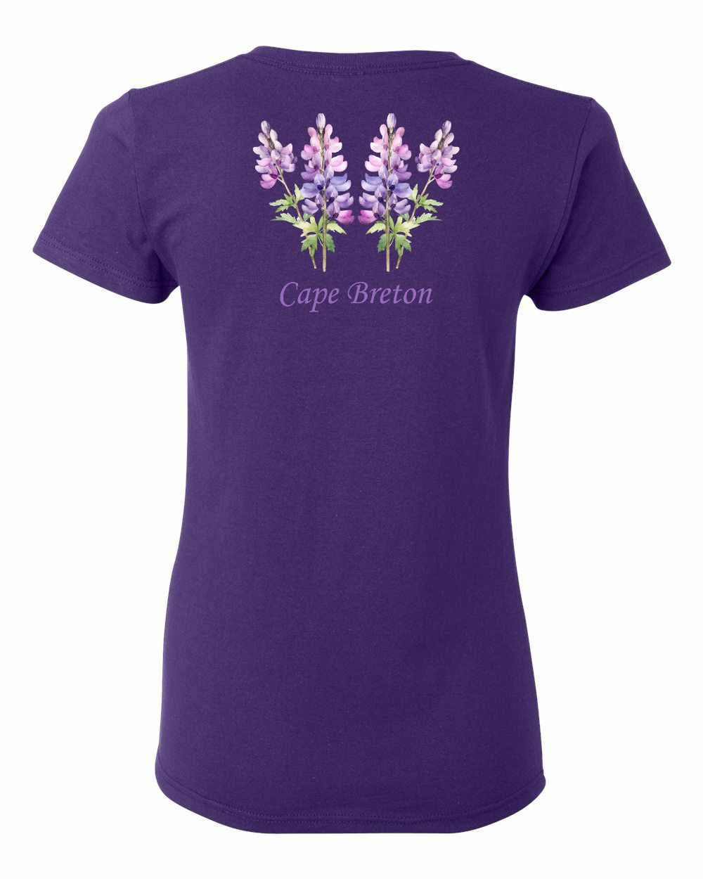 Cape Breton Lupin Left Chest and Back Women's Tee