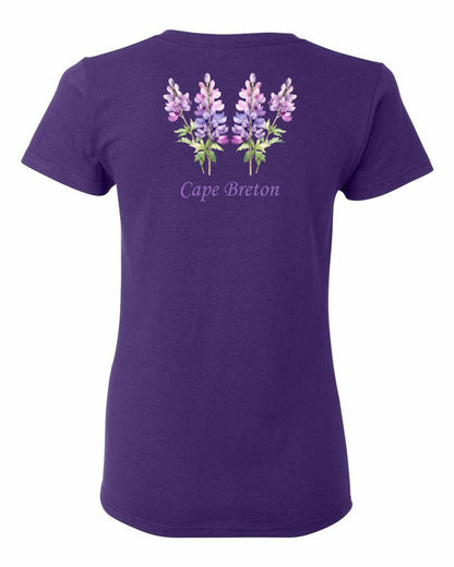 Cape Breton Lupin Left Chest and Back Women's Tee