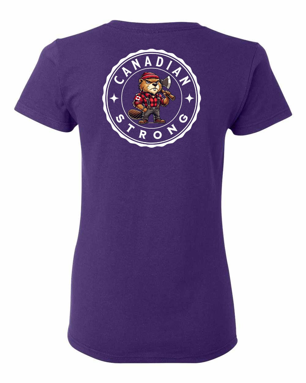 Canadian Strong Beaver Left Chest and Back Women's Tee