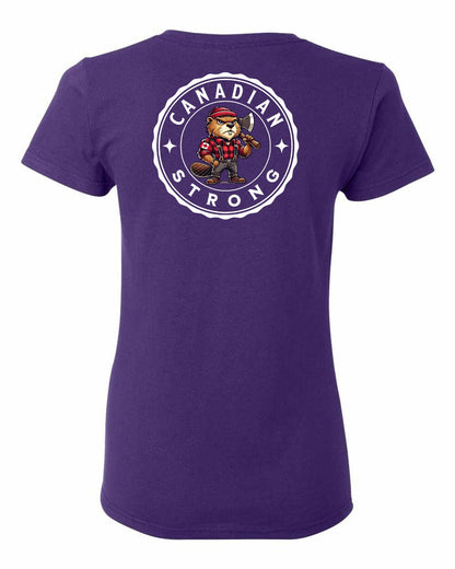 Canadian Strong Beaver Left Chest and Back Women's Tee