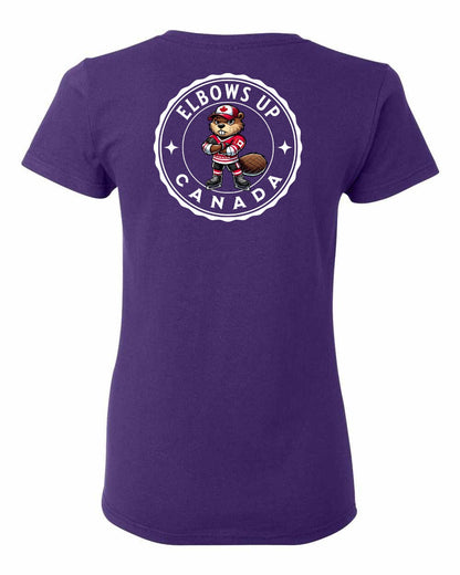 Elbows Up Beaver Left Chest and Back Women's Tee
