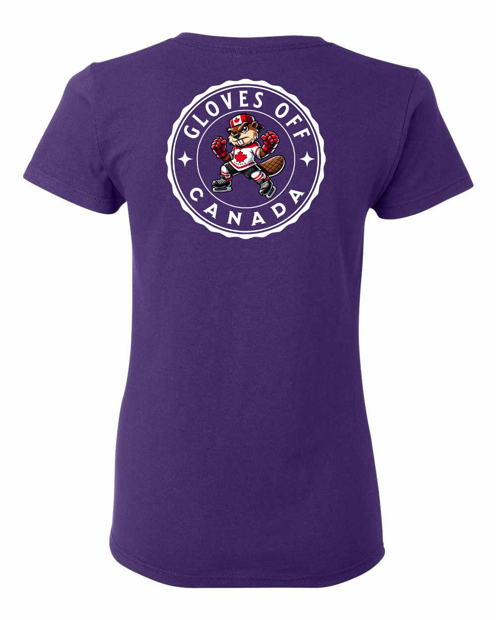 Gloves Off Beaver Left Chest And Back Women's Tee - Gildan Canada (sewn Internationally)