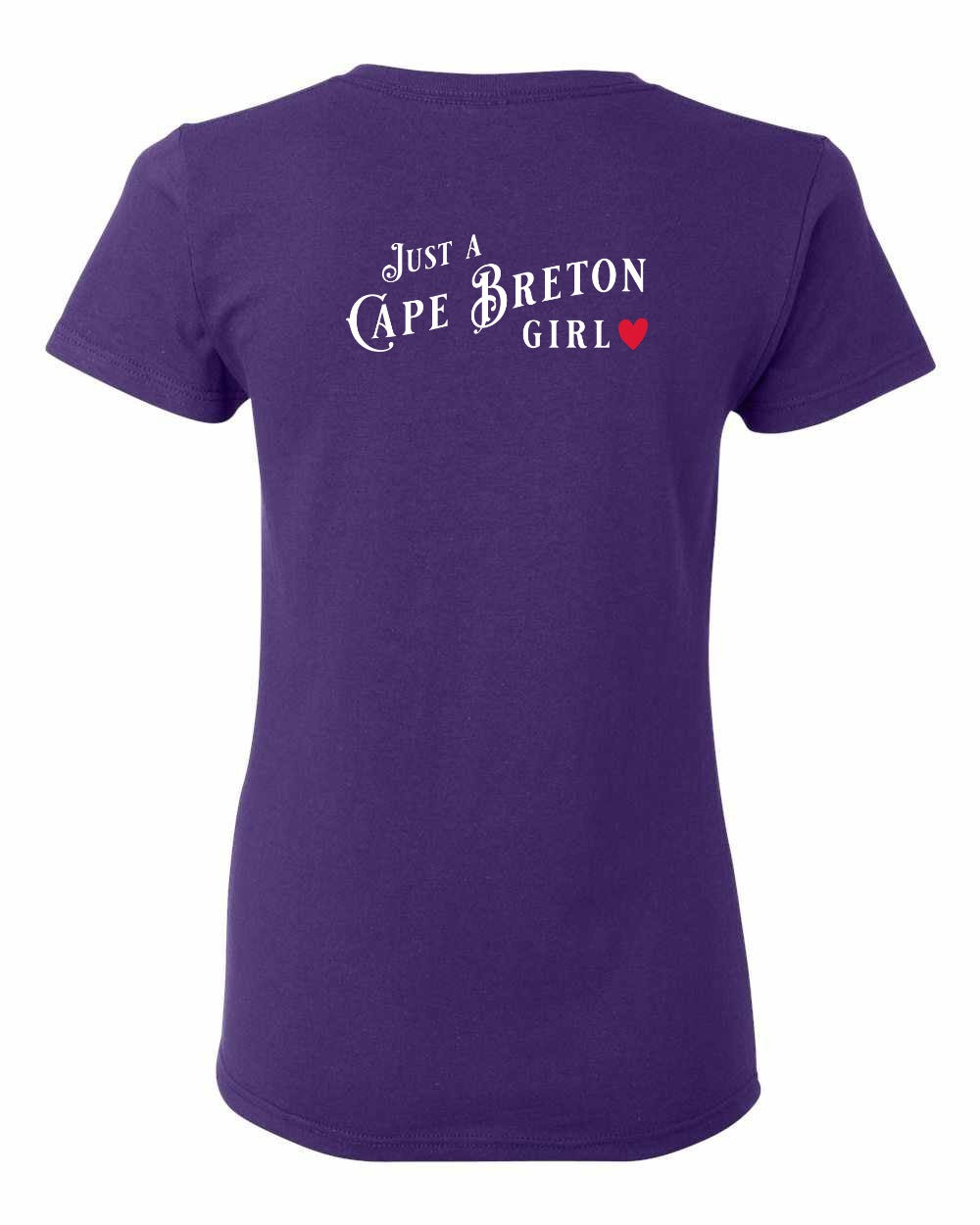 Just a Cape Breton Girl Red Heart Left Chest and Back Women's Tee