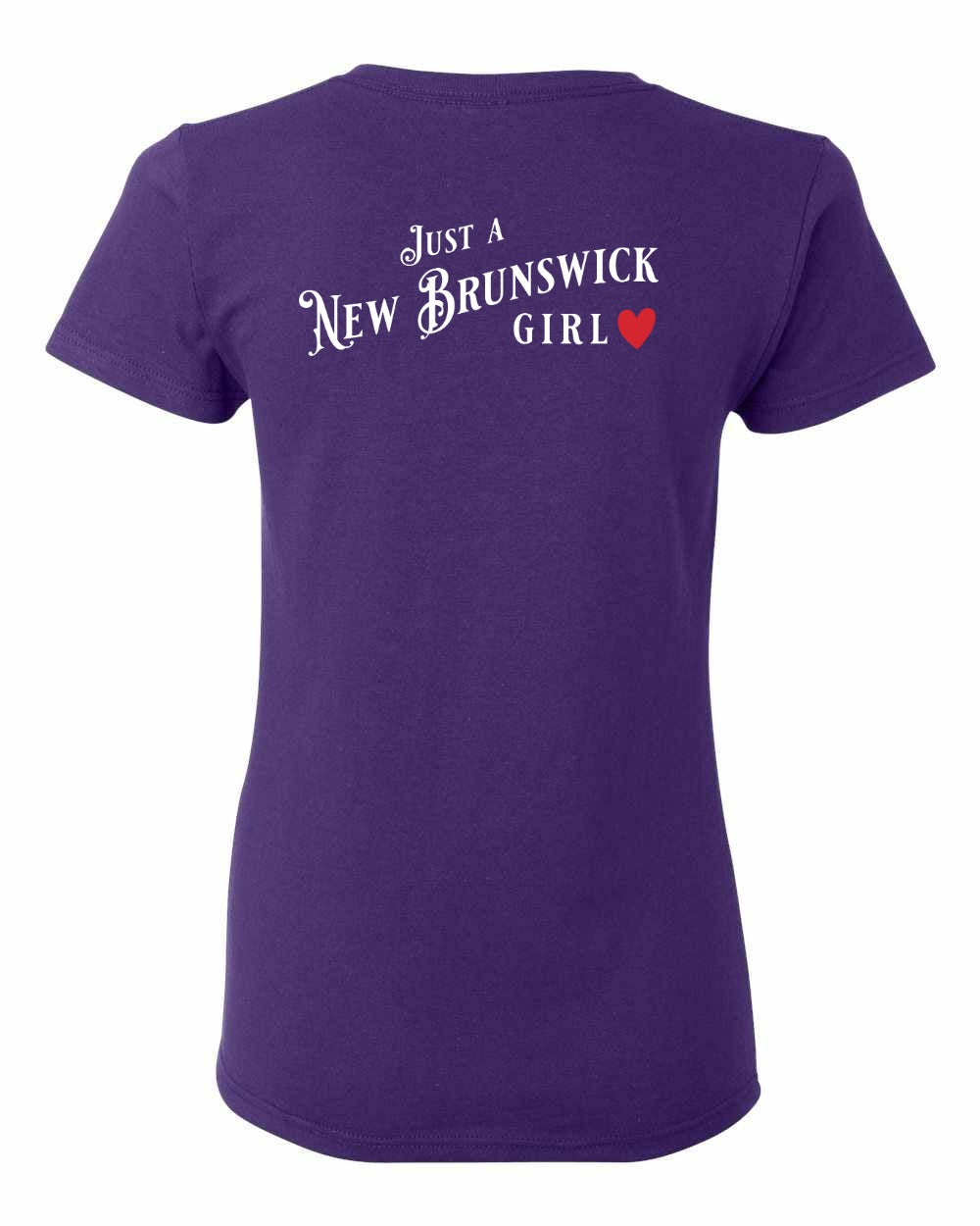 Just a NB Girl Red Left Chest and Back Women's Tee