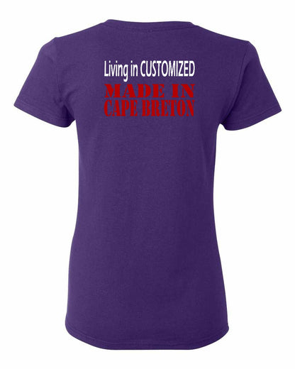 Living in Custom Made in Cape Breton Left Chest and Back Women's Tee