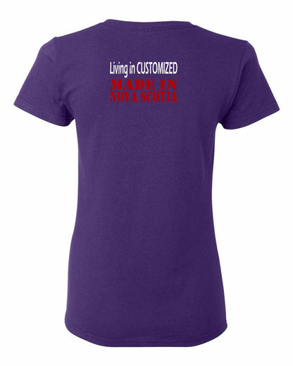 Living in Custom Made in Nova Scotia Left Chest and Back womens-tee