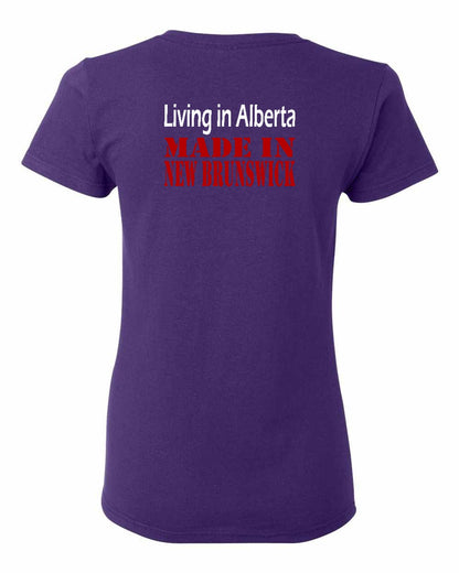 Living Alberta Made in New Brunswick Left Chest and Back Women's Tee