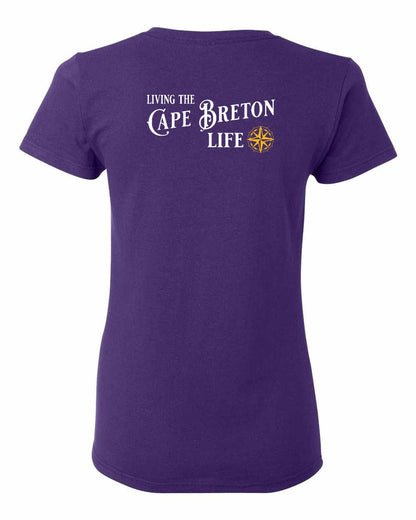 Living the Cape Breton Life yellow Left Chest and Back Women's Tee