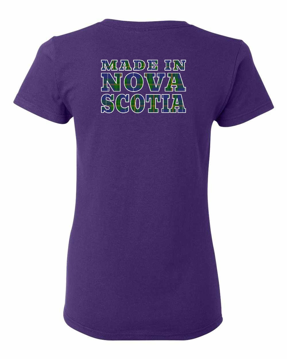 Made In NS ( Tartan Lettering) Left Chest and Back Women's Tee