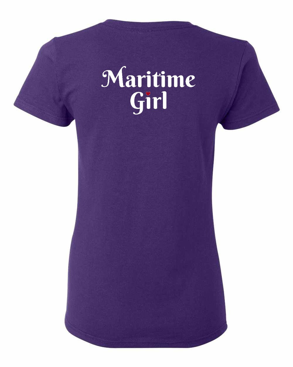 Maritime Girl Heart Dot Left Chest & Back Women's Tee