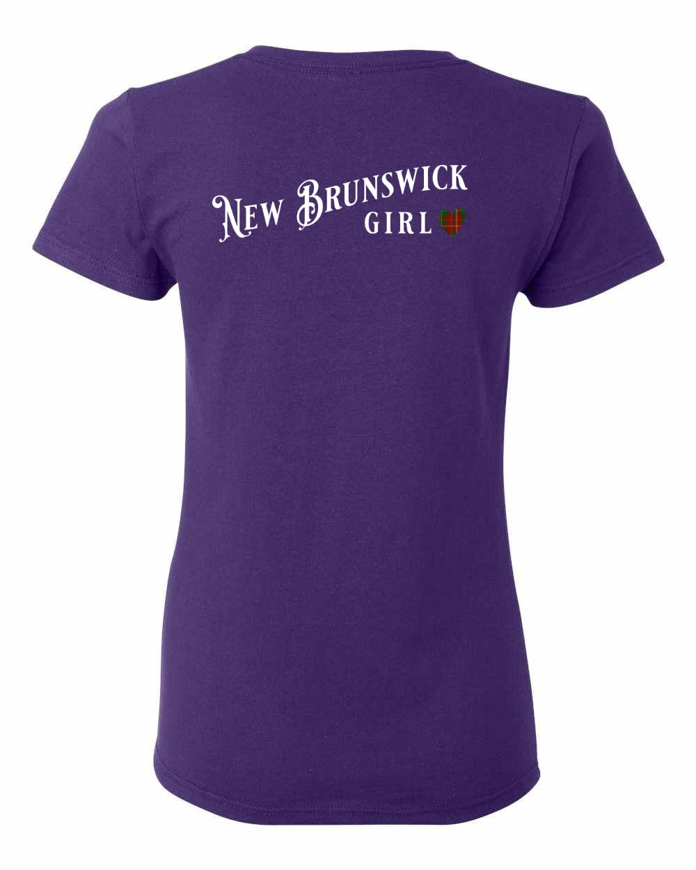 New Brunswick Girl Tartan heart Left Chest and Back Women's Tee