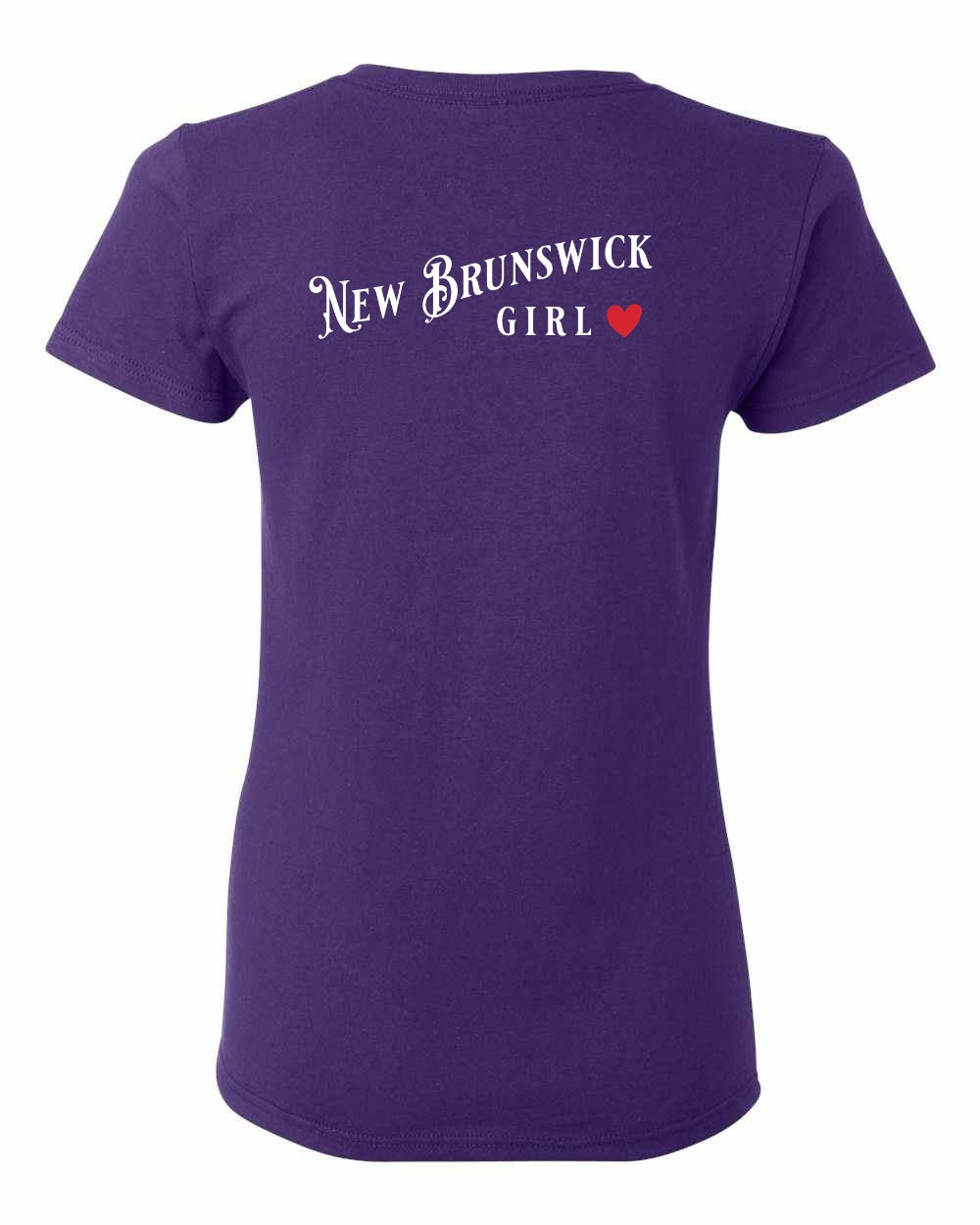 New Brunswick Girl Red Heart Left Chest and Back Women's Tee