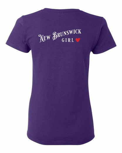 New Brunswick Girl Red Heart Left Chest and Back Women's Tee