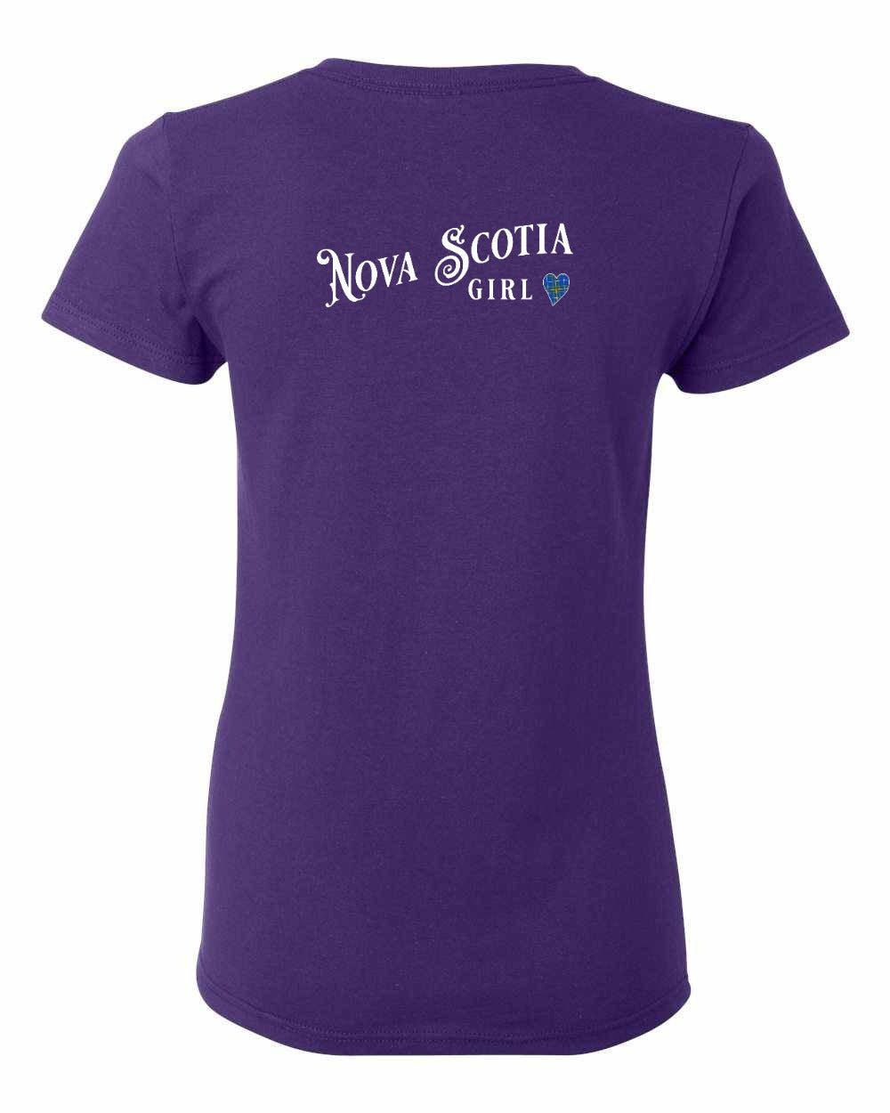 Nova Scotia Girl Tartan Heart Left Chest and Back womens-tee