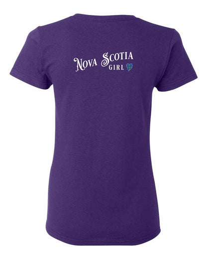 Nova Scotia Girl Tartan Heart Left Chest and Back womens-tee