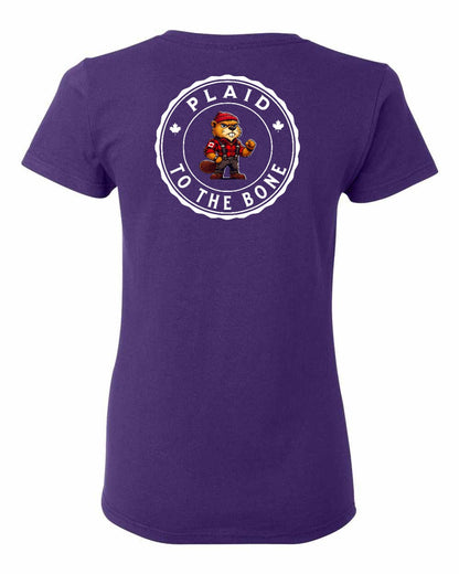 Plaid to the Bone Left Chest And Back Women's Tee
