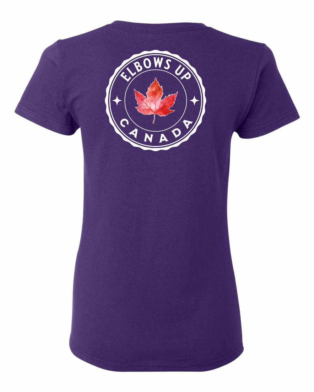 Elbows Up Leaf Left Chest and Back Women's Tee - Gildan Canada (sewn Internationally)